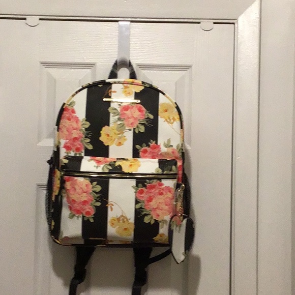 Betsey Johnson Handbags - Betsey Johnson Floral Backpack- Peach/Blk/White